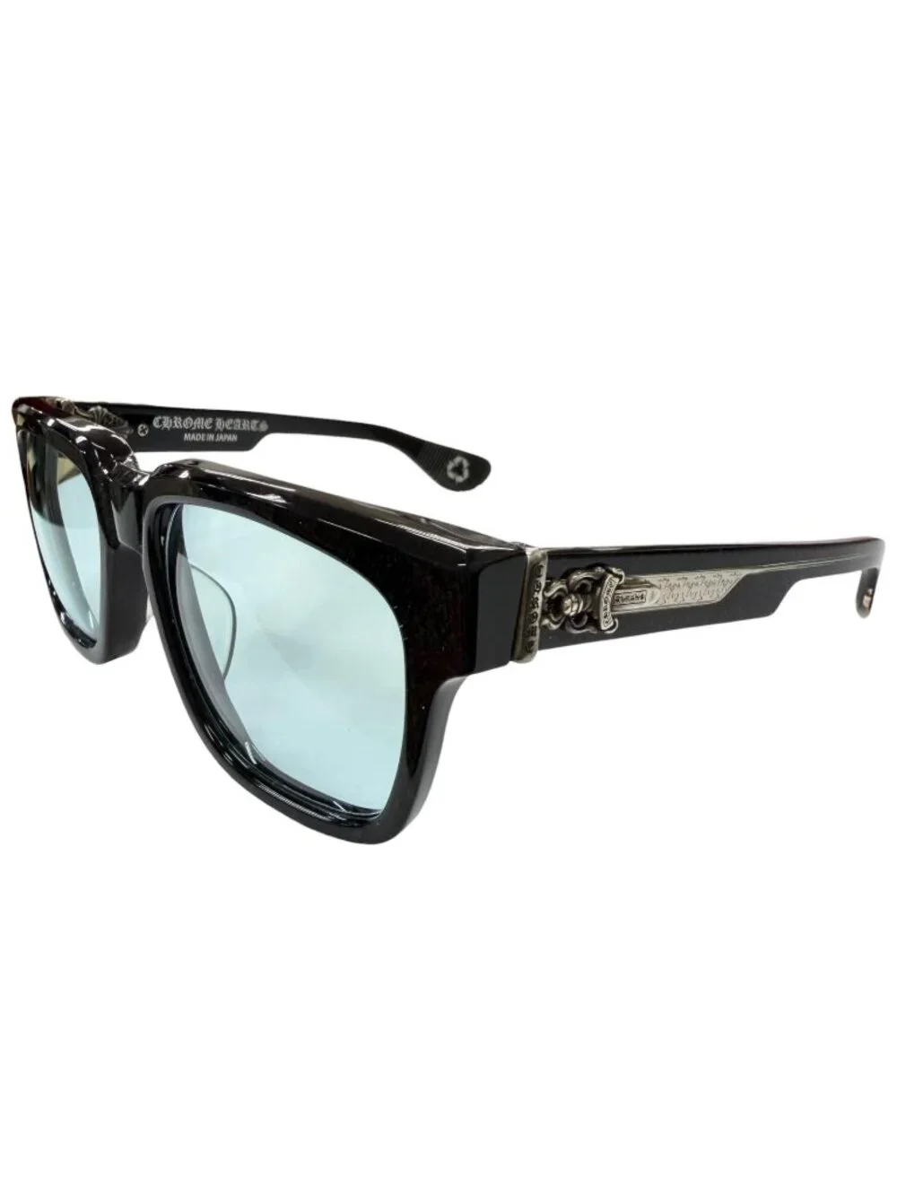 Chrome Hearts Box Officer Lame Dagga Sunglasses Black Blue Lens 56 Eyewear